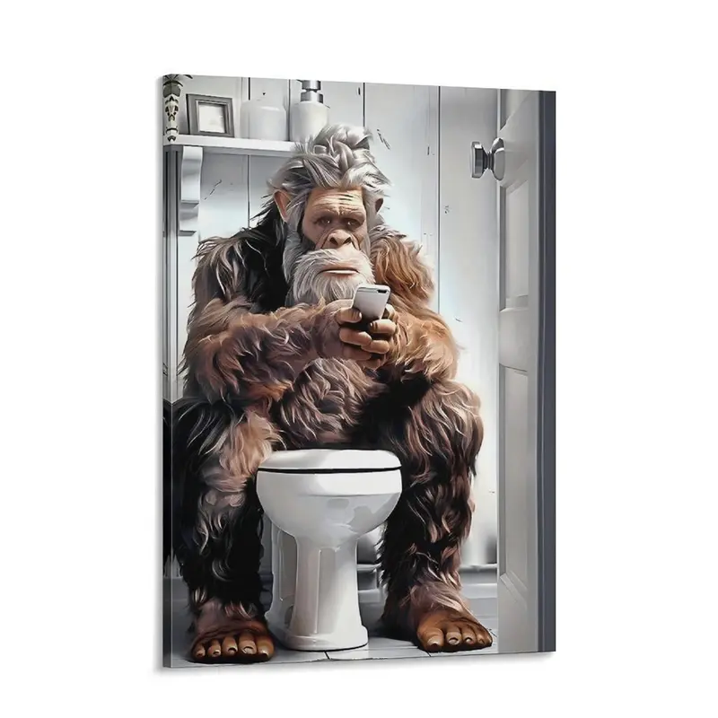 Funny Sasquatch Canvas Art Print Poster, Creative Design, Perfect for Home and Office Decoration, Bedroom/ living Room/ kitchen/ bathroom Wall Decoration Painting