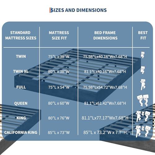 GAOMON California King Wood Platform Bed Frame, Wooden Bed Frame No Headboard, Wood Slat Support, No Box Spring Needed, Easy Assembly