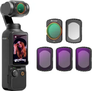 AMAZEAR ND CPL Filters Kit for DJI Osmo Pocket 3 / Xtra Muse Gimbal Camera Accessories 1/4 Black Mist Diffusion, CPL, ND16/ND64/ND256 Filters | HD | Magnetic | Thin | Stackable | 5 Pack |