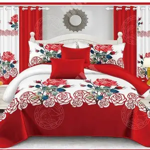 Piece Luxury Bed Sheet Set with Curtains – Soft & Elegant