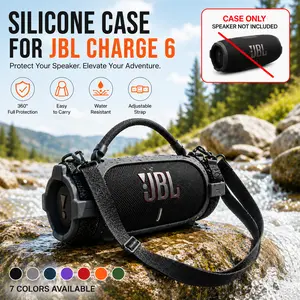 [Only Case] Shockproof Silicone Case with Strap for JBL Charge 6 – Portable Protective Cover for Outdoor Travel & Daily Use
