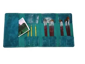 Leather paint brush roll