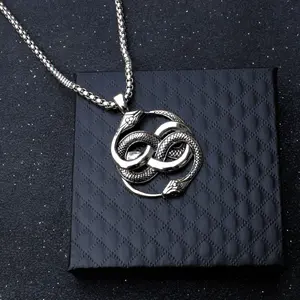 【PANG Jewelry】Hot-selling Fashion New Style Double Snake Pendant, a Personalized and Versatile Necklace with Double Snakes Twining Around