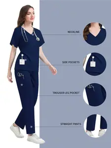Slim-fit Unisex Summer Skincare Clothing | Short-sleeved Tops and Pants Set for Pet Hospitals, Beauty Salons, Spas, and Senior Care