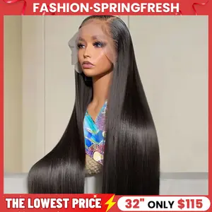 [32 Inch Only $115] Gabrielle Hair 13x6 Lace Frontal Human Hair Wigs Brazilian Straight Lace Front Wigs For Black Women 13x4 Transparent Lace Wig Bleached Knots Nature Long Straight Hair Wig  #SummerVibes #tiktokshopspringglowup