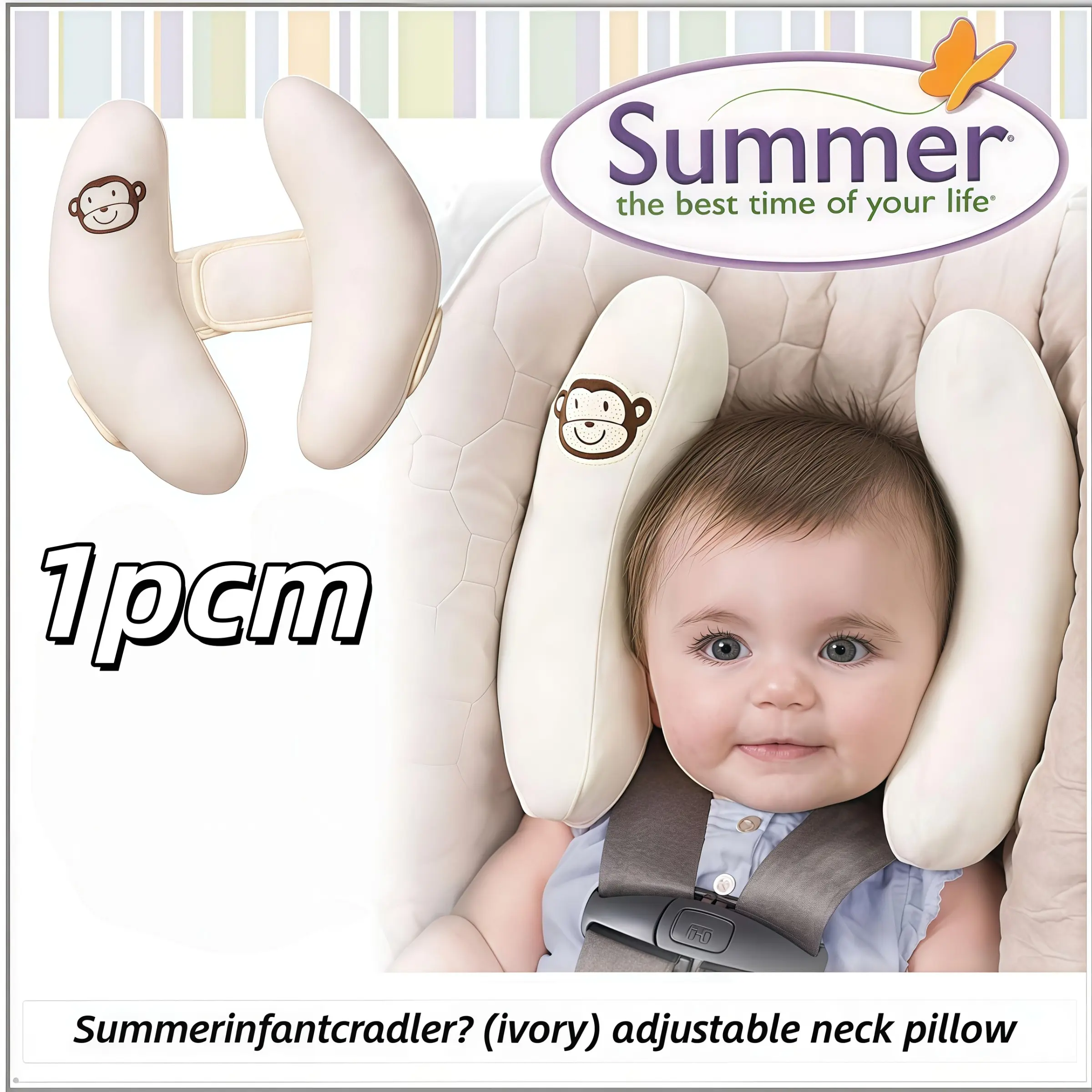 Adjustable Width Banana Shape Baby Car Head Neck Support Pillow, Ideal for Car Seats, Comfort and Safety for Infants, Car Seat Attachment