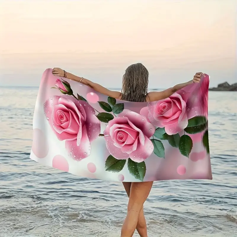 Thick Fast-Dry Floral Microfiber Beach Towel, Wear-Resistant, Durable, Machine-Washable, Multipurpose for Pool & Bathroom Use, Unique Custom Big Keepsake Gift for Mom, Fast Dry Beach Towels, Cotton