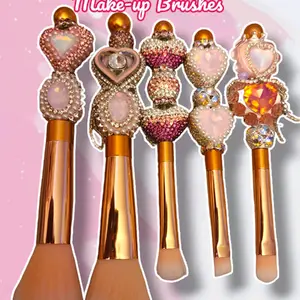Queen Of Hearts Rose Gold Luxury Beaded Make-Up Brushes