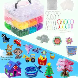 15000pcs 4mm Colorful Perler Beads Set, Includes Storage Box, Templates, Unique Patterns, Ironing Pads, Bright Colors Creative Materials