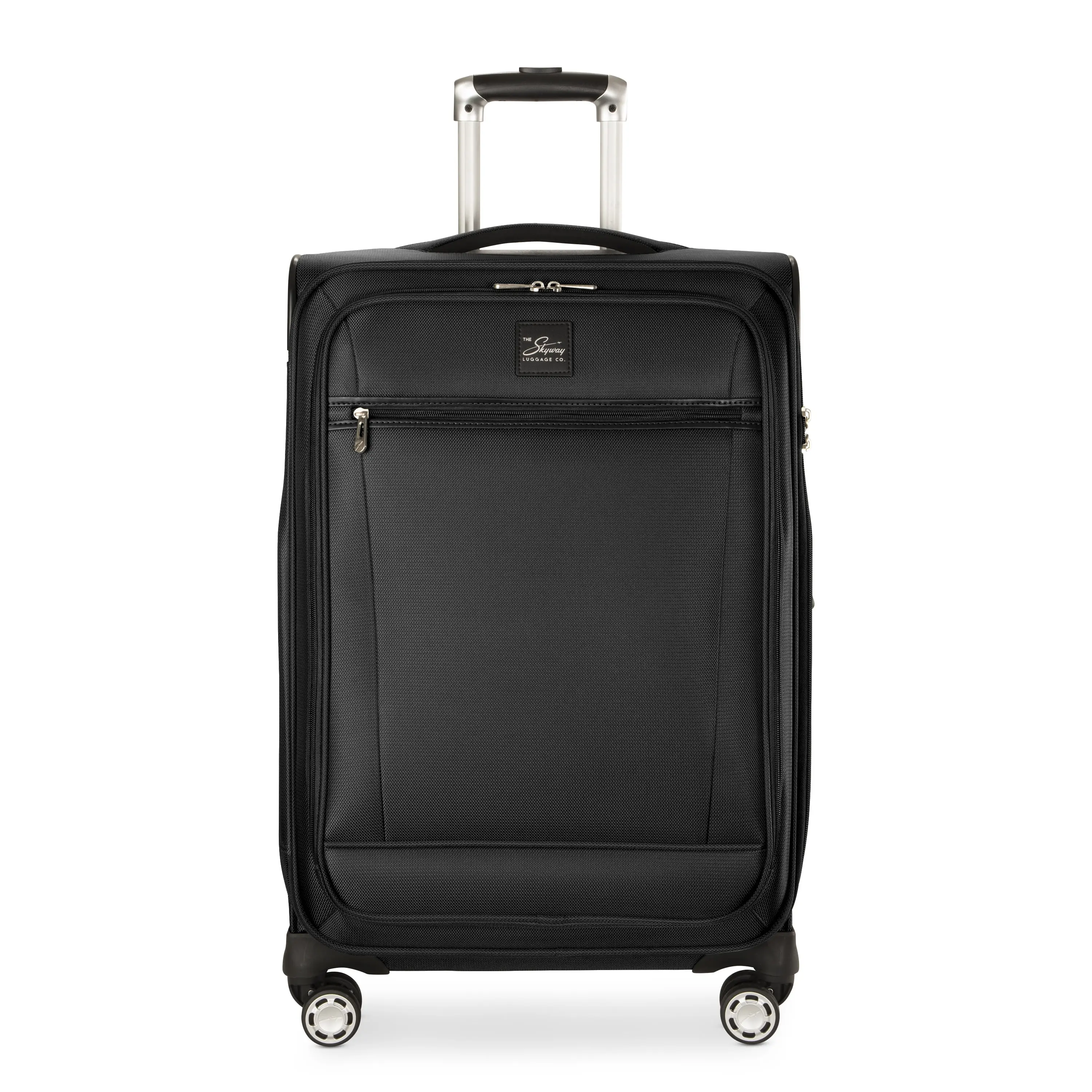 Skyway Luggage Ballard Softside 24" Expandable Medium Checked Luggage with Spinner Wheels, Adult, Black