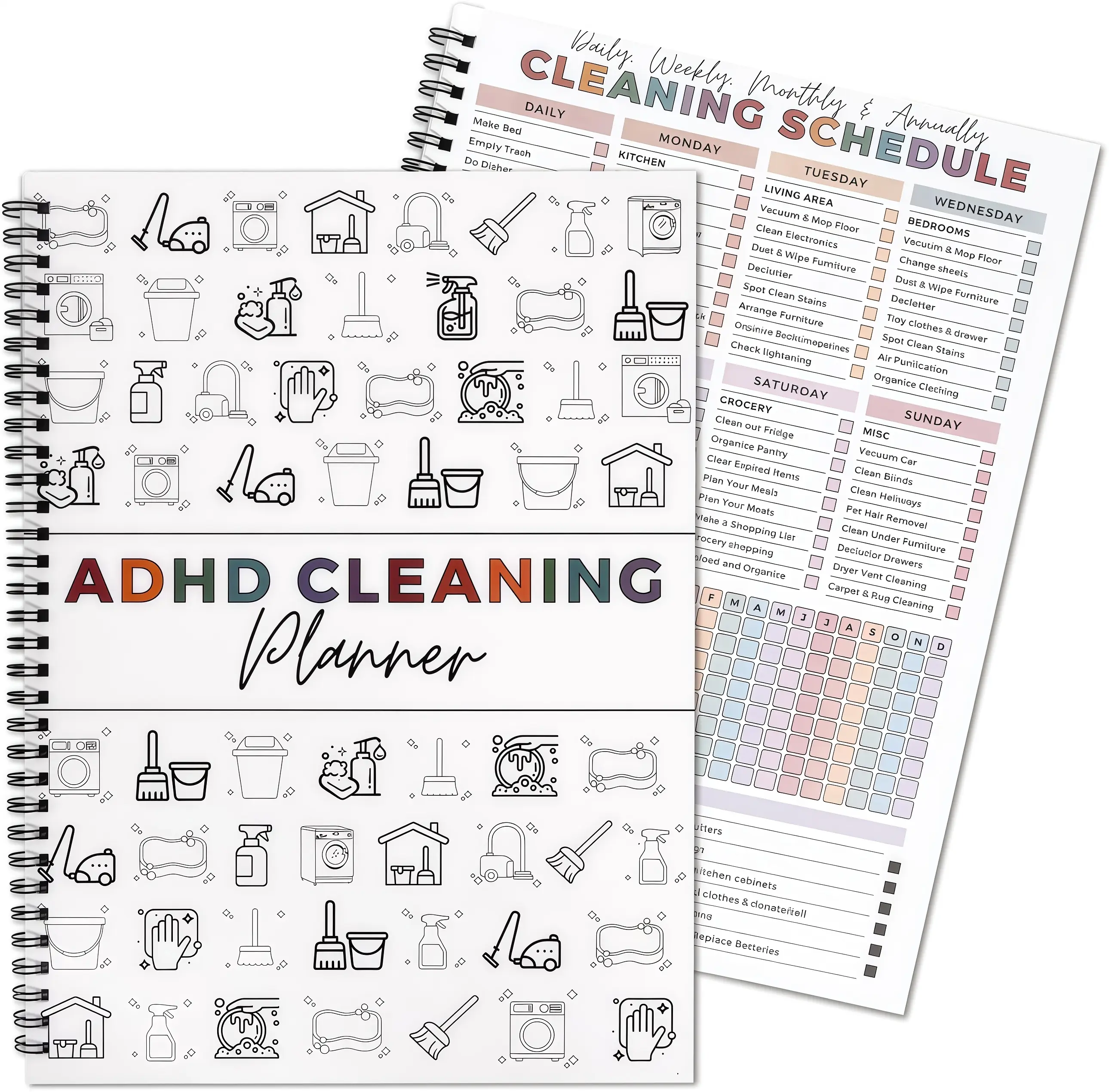 Cleaning Planner,Household Cleaning Planner, Daily, Weekly And Monthly House Cleaning Schedule And Checklist, Kitchen Bathroom Bedroom Specific Cleaning Schedules