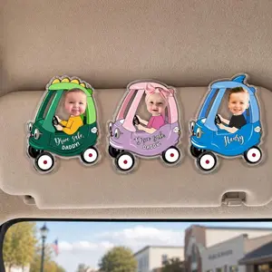 Custom Kids Photo Car Visor Clip: Personalized Fathers Day Gift for Dad, Drive Safe Daddy Visor Clip, Custom Baby Face Keychain, Papa Gifts