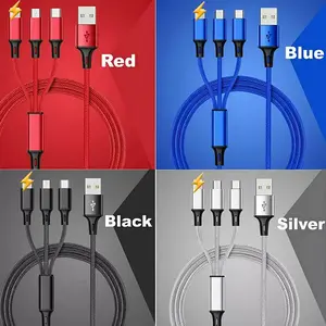 US Warehouse 1.2M 3 in 1 Nylon Braid Multiple Only Charging No Data Transfer Usb a to Usb c Type c Cable for Iphone Android