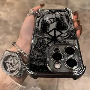 Anime Berserk Plating Phone Case For iPhone 17 16 15 14 13 12 11 Air Pro Max Plus Colorful Cellphone Casing Protection Protective