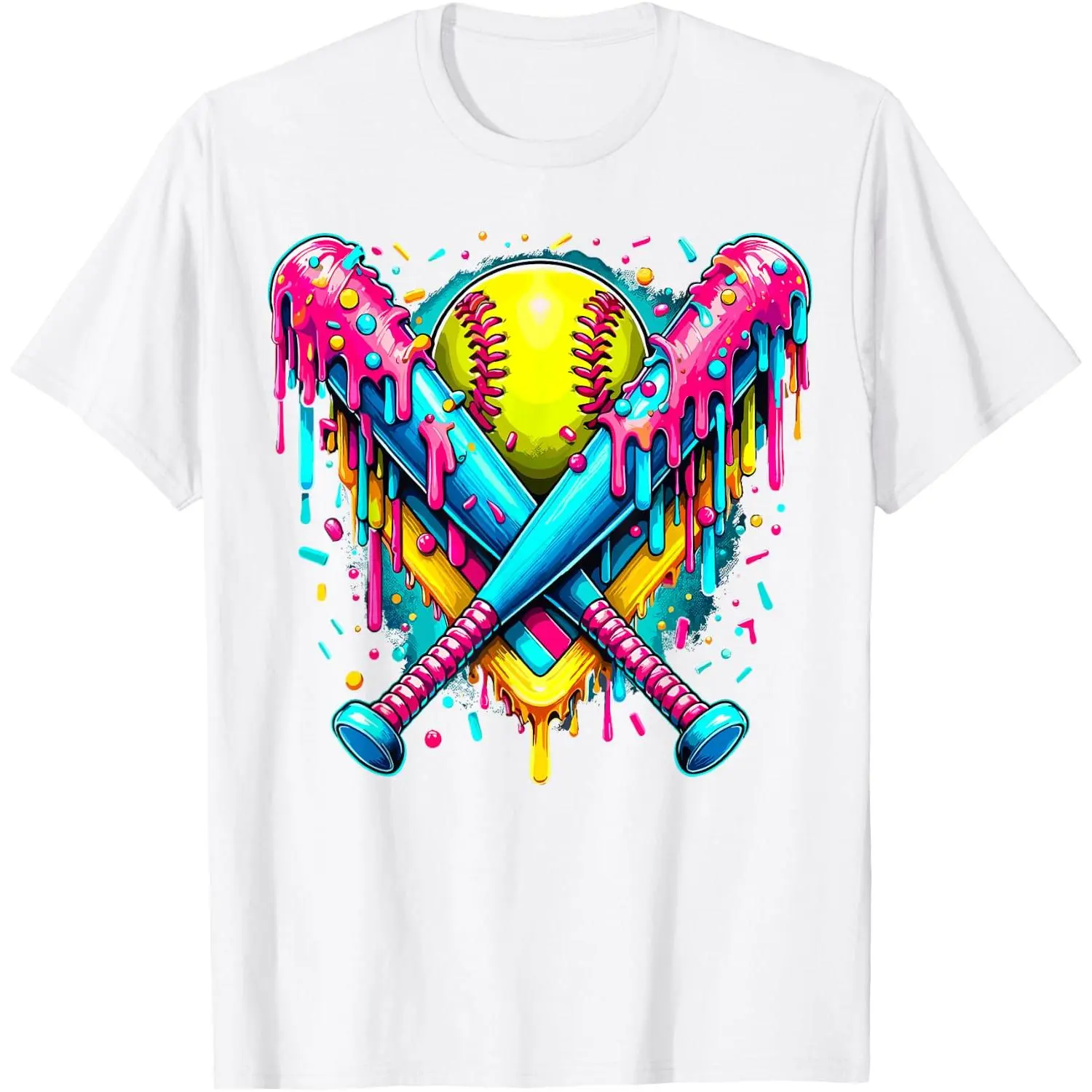 Softball Player Ice Cream Funny Drip T-Shirt