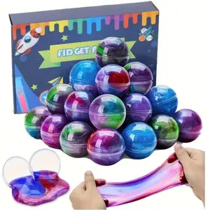 Slime Party Gift Set, 24-36 Galaxy Star Slime Balls, Elastic Non-Sticky Stress Relief Toys for Boys and Girls, Classroom Rewards, Party Supplies, Slime Kit