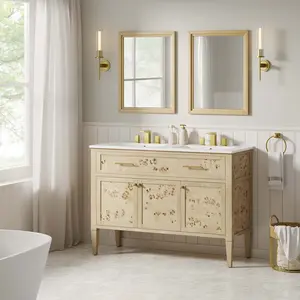 Elysian 48" Double Sink Bathroom Vanity in Burl