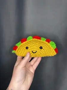 Crochet Taco Plush - Cute Little Taco with Lettuce Tomato Hypoallergenic Poly Fill Stuffing Approximately 5x3 Inches Safe for All