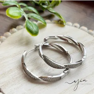 CZ Twist Hoop earrings