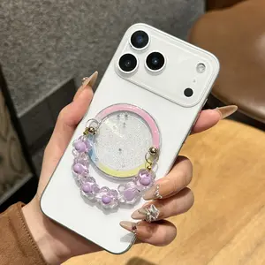 Flower pattern mobile phone stand, hanging chain mobile phone stand, desktop foldingportable mobile phone chain-KK1230-1