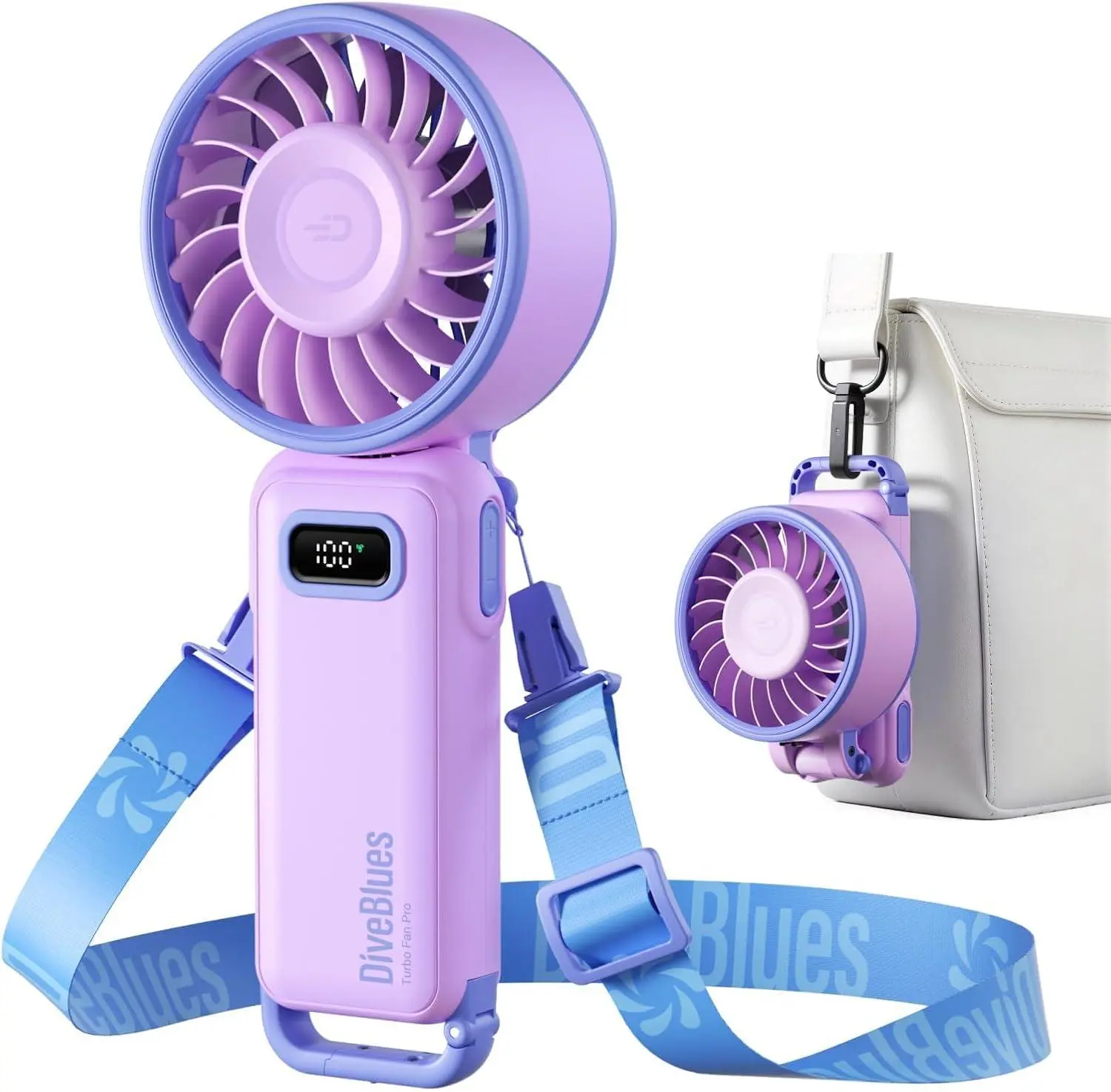 Portable Turbo Fan, 7.4M/S High Speed Handheld Fan, 180° Foldable 4-In-1 Personal Neck Fan with Carabiner Clip, 100 Speed Stepless Control, USB-C Rechargeable for Travel, Makeup Hot Flashes Shenzhen Street Cat Technology Co., Ltd