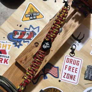 Handmade 550 Paracord Keychain USMC with Marine Corps Insignia and Durable Construction for Outdoor Use