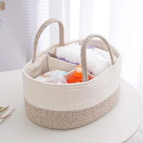 Baby Diaper Storage Basket, Toy Organizer Bin, Woven Compartment Detachable Portable, Nursery Essentials, Nursery Baskets, Baby Care Accessories, Removable Basket, Playroom Kidsroom Organizer, Baskets For Organizing