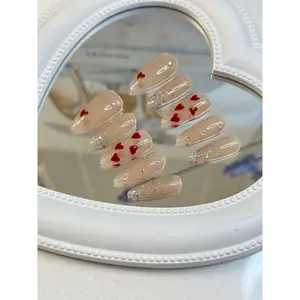 bedazzled kitPress on nails even I can do 😅 glossy natural finishacrylic handmade press,handmade acrylic nails