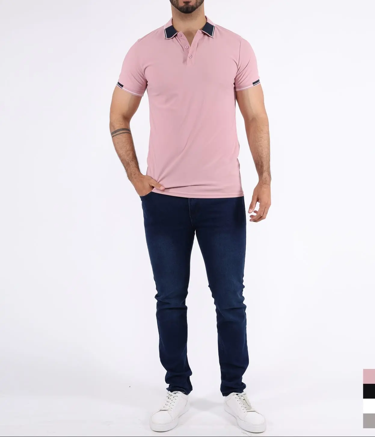 Funk Fashion Wear Men's Plain Polo Shirt in Polyester Spandex, Chic Short Sleeve Button Top with Comfortable Fit for All Season Wear, Menswear, Spandex Blend, Casual, Lightweight, Athletic, Jersey Spandex