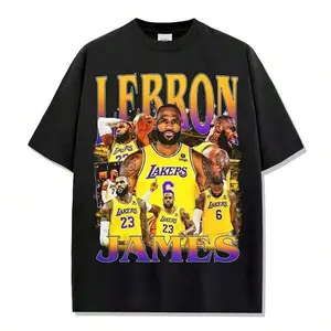 New 2026Collection LeBrons James Gradient Typography Graphic T-Shirt Oversized Crew Neck Soft Cotton Breathable Basketball Casual Outdoor Wear Exclusive T-Shirts For Premium Fans Unisex Casual Short-Sleeved Tees A Must-Have For Fans Suitable For Festivals