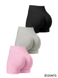 Women's Solid Color Seamless Sports Shorts, Breathable Comfortable Skinny Shorts for Yoga Gym Workout Running, Ladies Sportswear for All Seasons, Gym Clothing