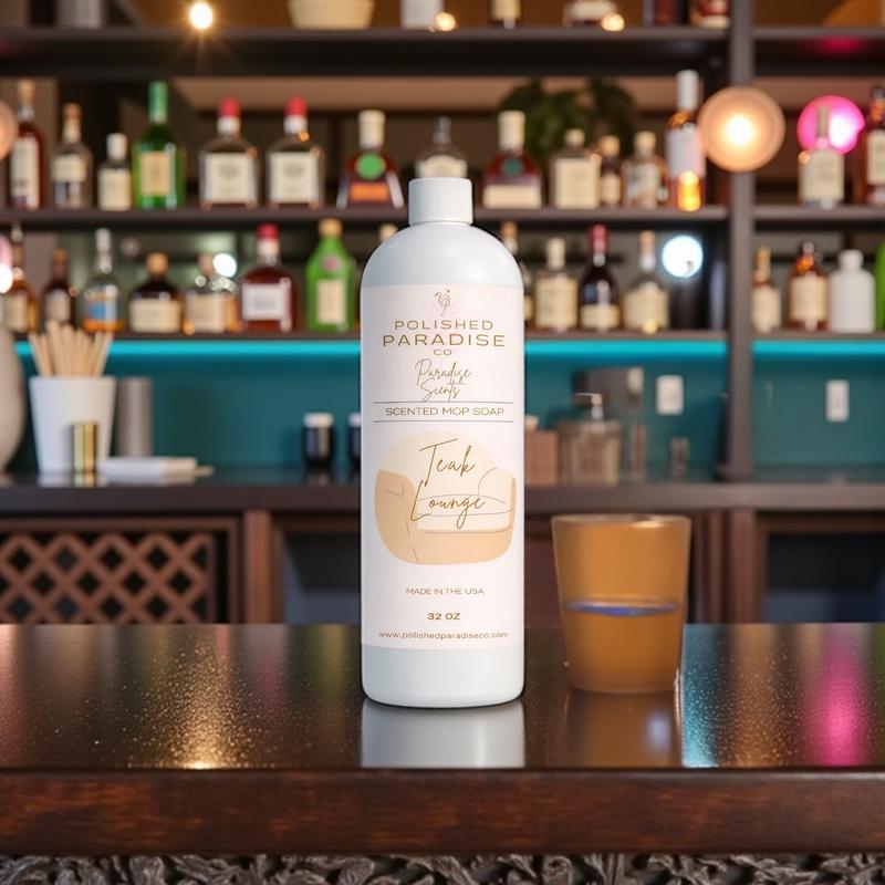 Polished Paradise Co. Resort Collection Scented Mop Soap 32 Oz Made in USA Premium Luxury Floor Cleaner for Multiple Floor Types Multipurpose Teak Lounge