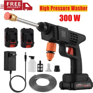 Cordless High Pressure Car Washer, 300W 30Bar Water Gun with 12000mAh Battery & Foam Generator for Home Car Washing Maintenance