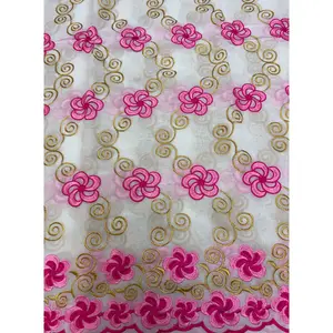 Elegant Swiss Voile Lace Fabric with Tiny Stones - Available in White, Pink, Gold for Dressmaking & Fashion Accessories, Elegant Lace