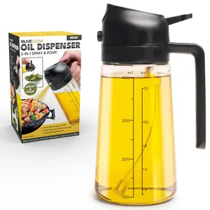 2-In-1 Oil Spray & Pour Dispenser, Leakproof and Refillable Glass Bottle for Cooking