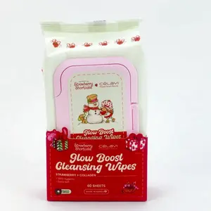 Celavi Strawberry Shortcake Make-Up Remover Cleansing Tissues Moisturizing Refreshing 40 Sheets Gentle Hydrating Makeup Remover Made in Korea