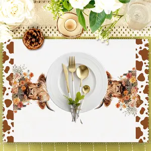 2pcs Absorbent Kitchen Towel Set - Highland Cow & Floral Designs, Rustic Wood Backgrounds, Cleaning & Decorative Long-Lasting Dish Towels, Ideal for Cooking, Housewarming Gifts