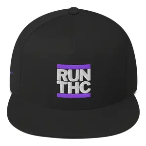 RUN THC | Flat Bill Hat | Purple Embroidered Patch | Green Undervisor