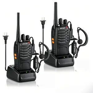 JUCJET 888S walkie talkie Rechargeable UHF Handheld Two-way Wireless Communication with Flashlight, Lithium Battery Charger and Headset, Suitable for Adults and Children (2pack)