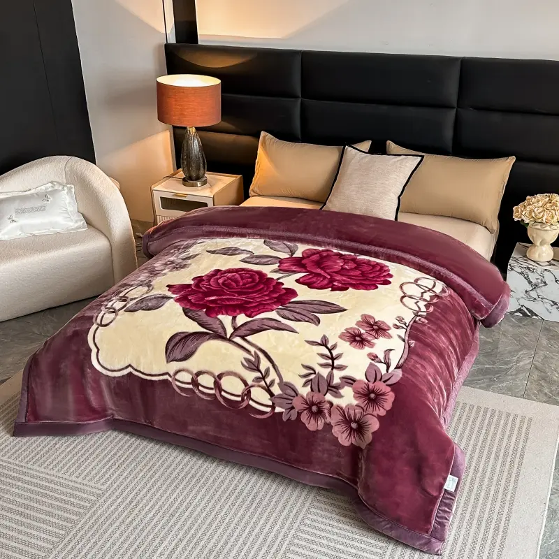 Vintage Style Raschel Blanket, Throw Blanket, Floral Print Blanket, Soft Cozy Blanket, Ultra Soft Reversible Floral Pattern, Soft Warm Throw, Soft Warming Blanket, All Seasons Use, Modern Flower Theme, Printed Blanket, Cozy Throw Blankets, Polyester Fiber