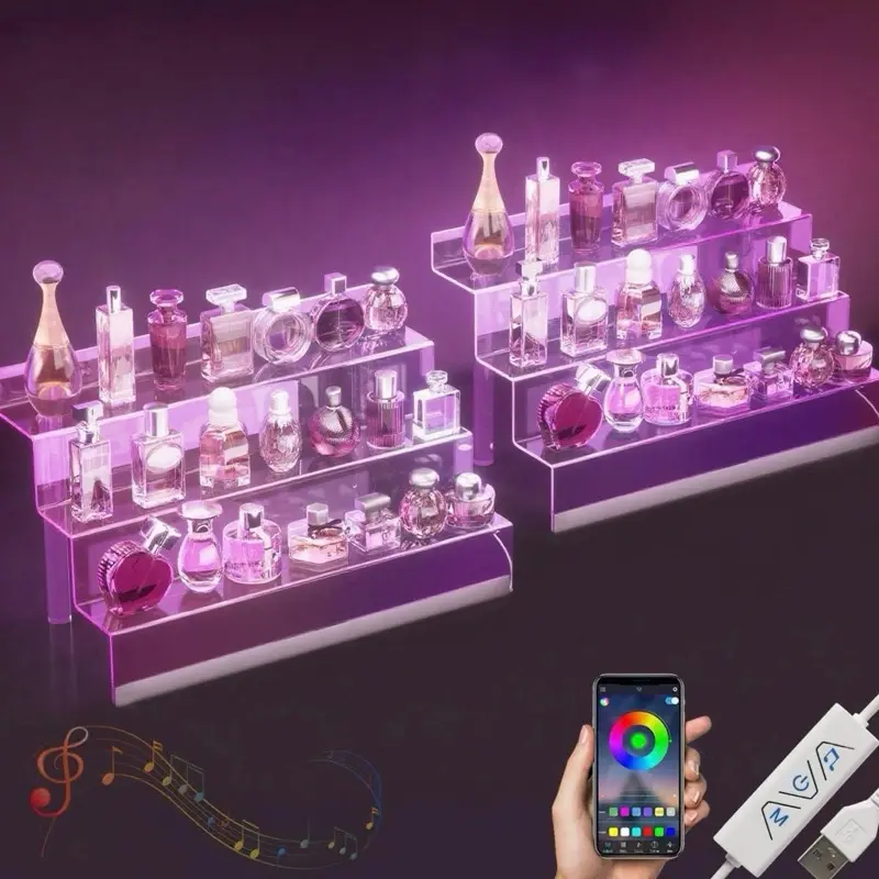 Organizador de exhibición de Acrílico de 16 con luz ELD soporte de perfume de 3 niveles