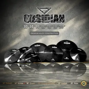 Obsidian PD Professional 7-Piece B20 Blue Bronze Cymbal Set 14/16/18/20 Inch Hi-Hat Crash Ride Gong & Cymbals Kit Premium Alloy Construction