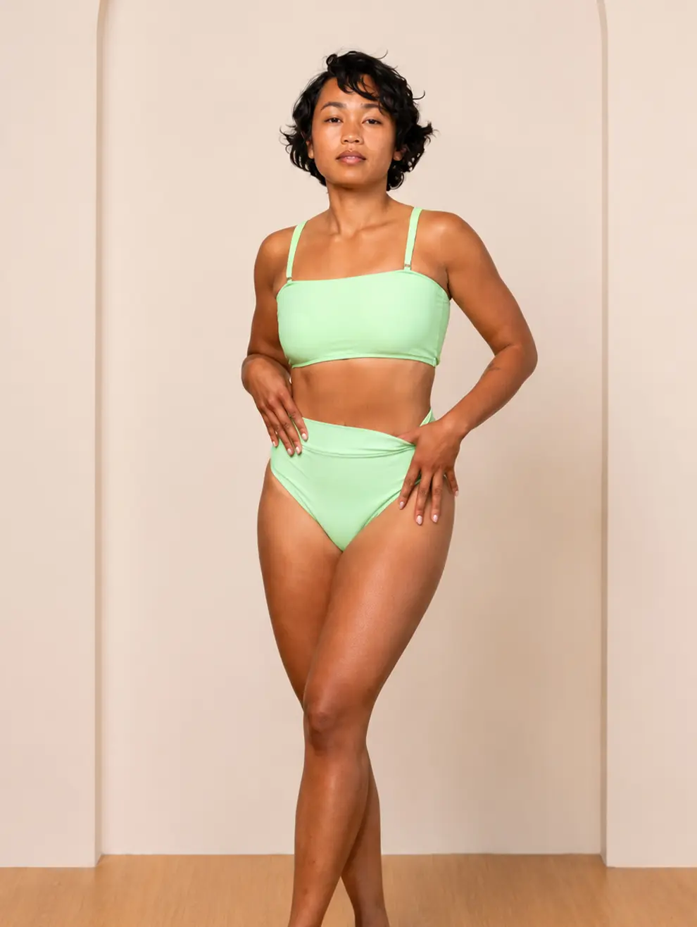 Brayleigh Women's Crinkle Bandeau Bikini Set – Textured Two Piece Swimsuit