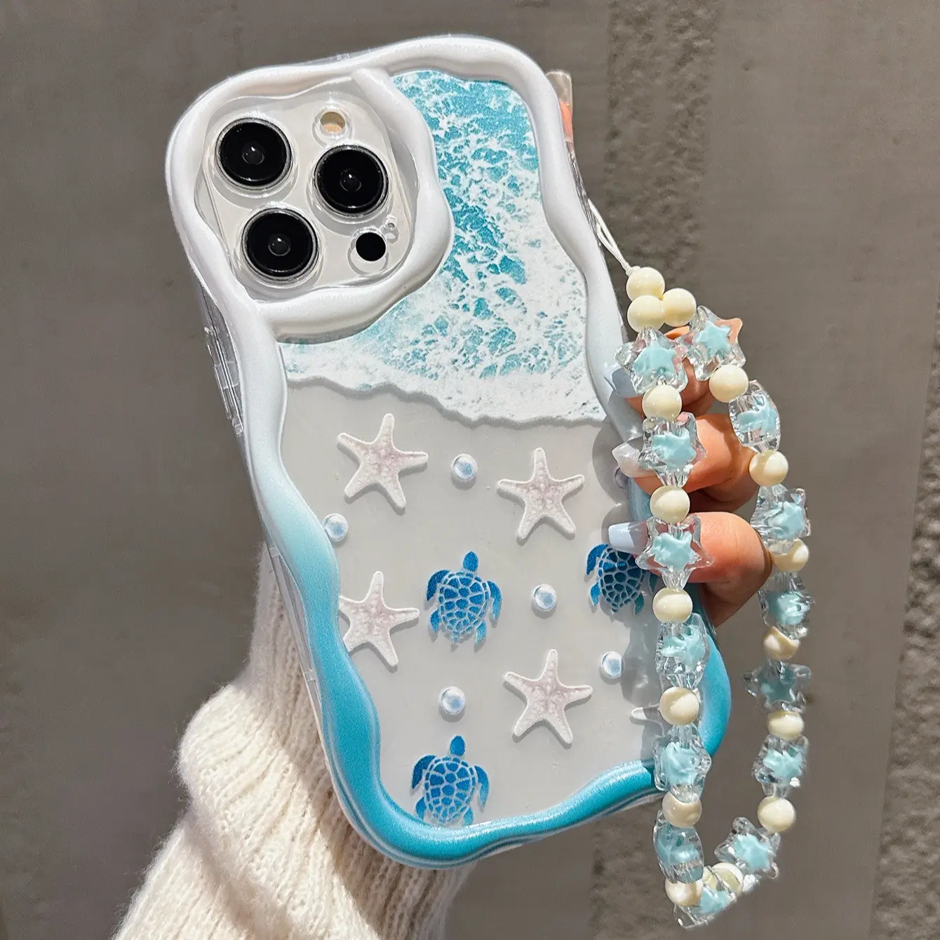 Summer Ocean Theme Starfish Turtle Tpu Protective Phone Case Cover, Shockproof for Apple 17 Pro Max, 16/16 Pro Max, 11/13/14/15, Gift Idea, Handmade Star Charm, Accessories, Casing