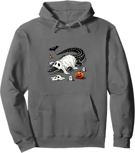 Funny Crocodile Ghost Costume Spooky Halloween Alligator Pullover Hoodie - 31B0DJSGK159