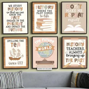 History Motivational Posters | Set of 6 | Educational Posters Colorful Decor Wall Decoration Room Unframed Art Print Unframed Painting