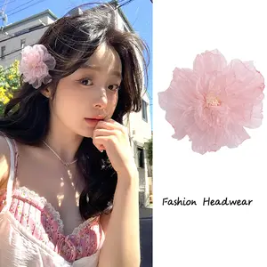 Fashion Hair Stick Holiday style Pink Flowers Hair Clip Side Clip Hair Accessories Hairpin For Women Hairwear Jewelry T011