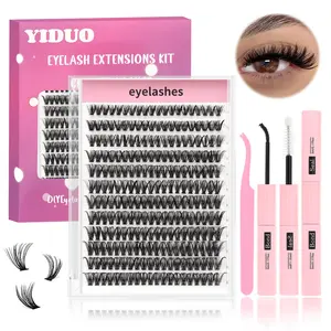 DIY False Eyelashes for Eyelash Extension, 1/2/3 Sets Lightweight Individual False Eyelashes & Eyelash Grafting Tool & Applicator Tool, Professional Eye Makeup Tool, Summer Makeup Gift, Individual Eyelash Extensions