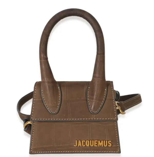 Pre-owned jacquemus Suede Crossbody Bags Brown Croc Embossed Le Chiquito
