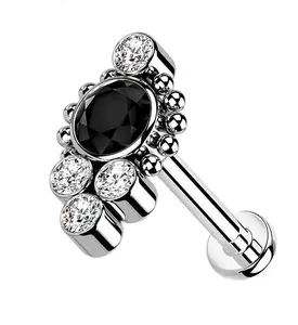 Regal Black CZ Bundle Titanium Labret